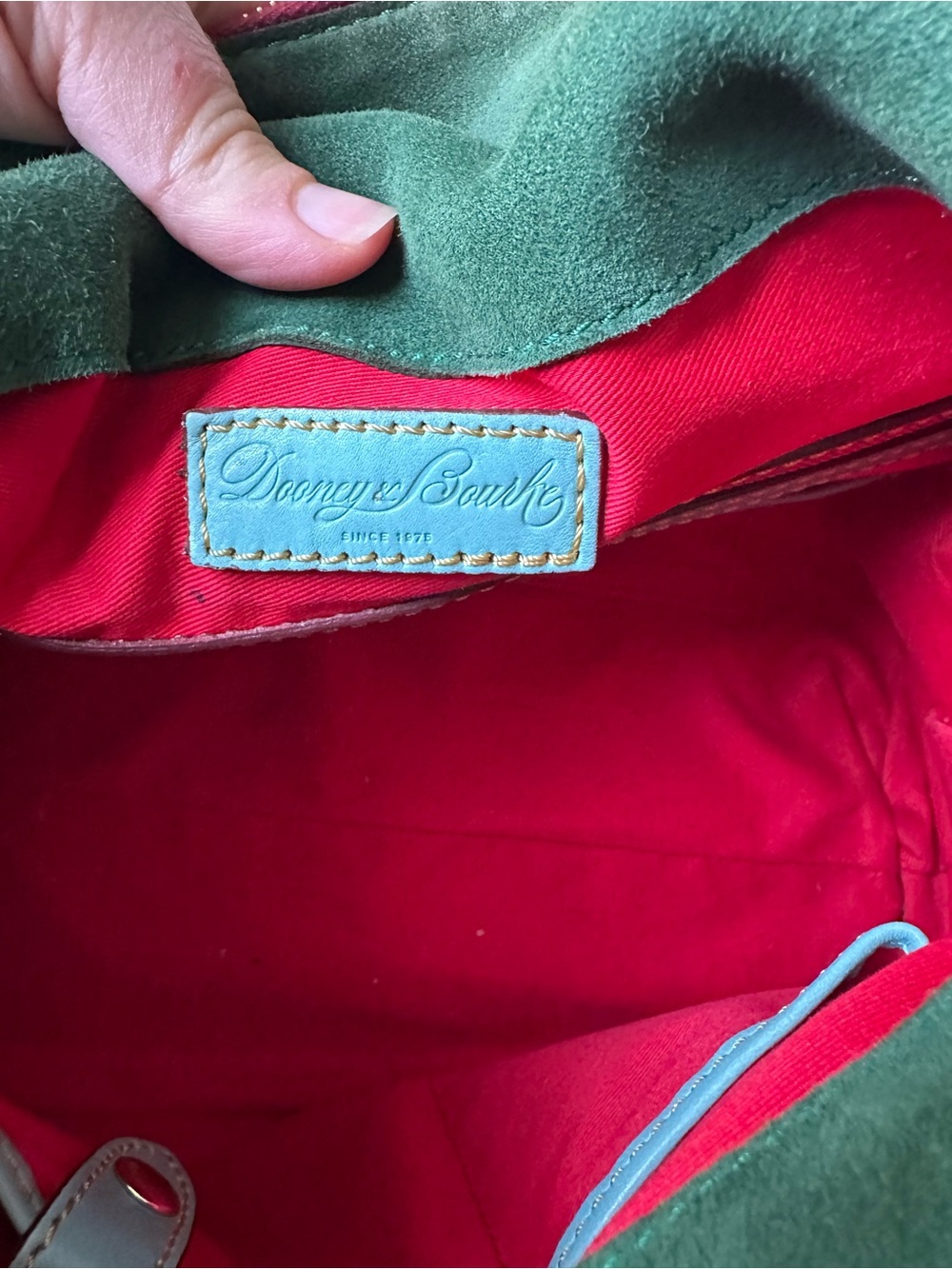 Vintage Dooney & Bourke Florentine Aqua Leather Satchel with Brass Hardware - Picture 5 of 8